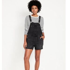 Women's Black Denim Overalls